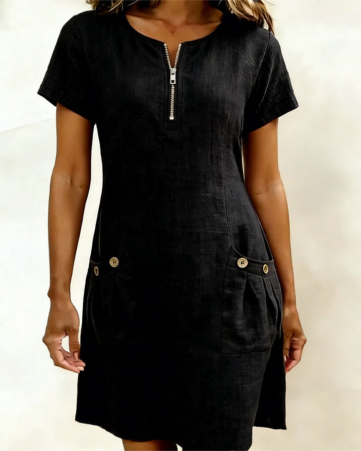 Elsa | Cotton Dress with Zipper Pocket