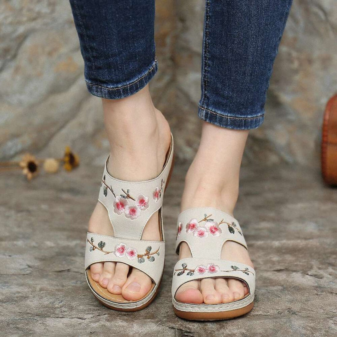 Belledina: Floral orthopaedic sandals