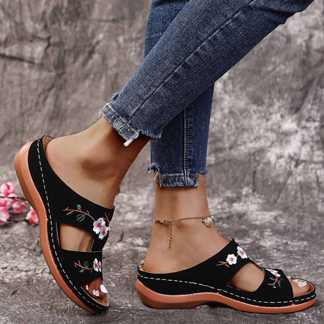 Belledina: Floral orthopaedic sandals