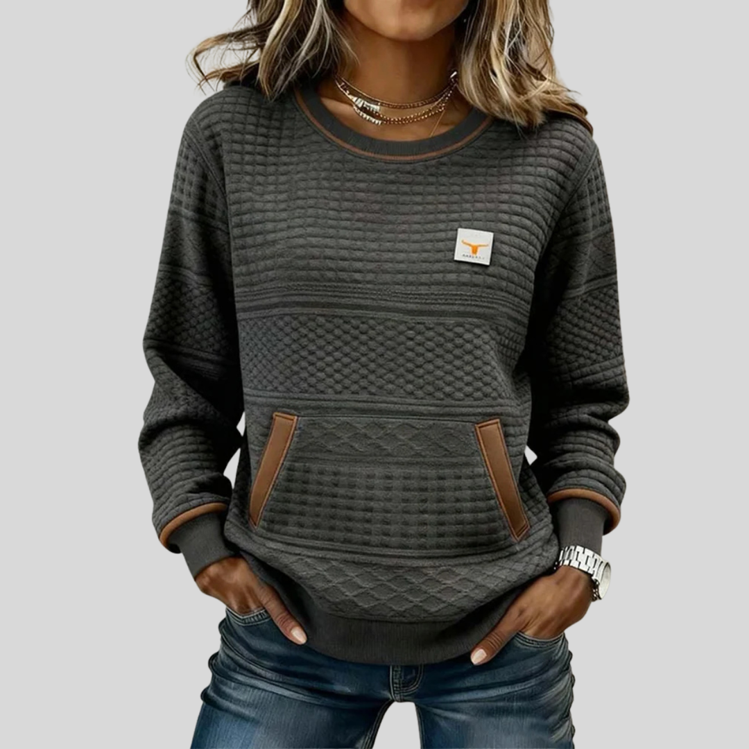 Noelle™ | Crew Neck Color Block Sweatshirt