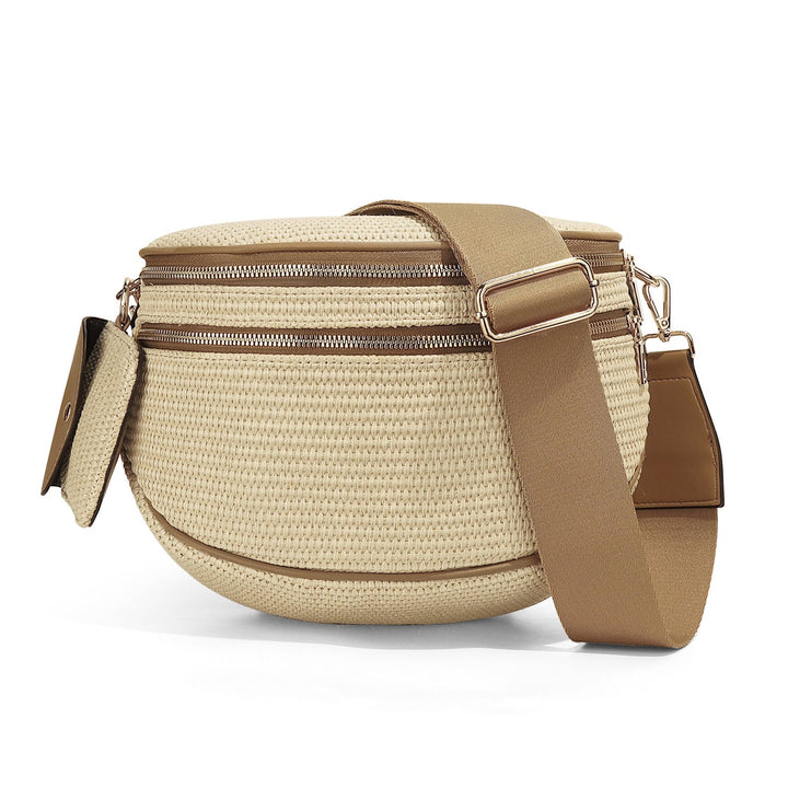 Olivia & Claire Woven Straw Crossbody Bum Bag
