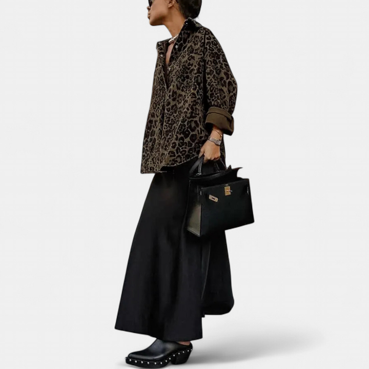 LEONORA™ – Vintage Leopard Print Blouse