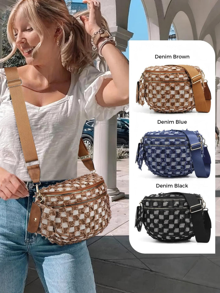 Olivia & Claire Checkered Crossbody Bum Bag
