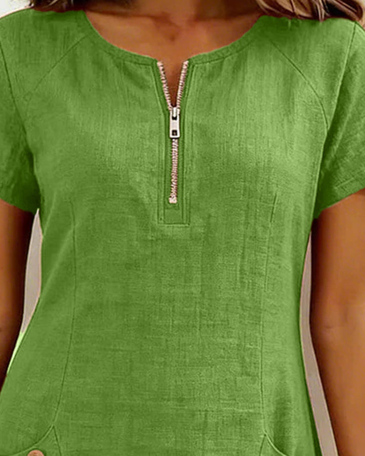 Elsa | Cotton Dress with Zipper Pocket