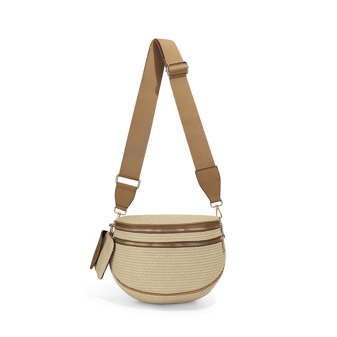 Olivia & Claire Woven Straw Crossbody Bum Bag