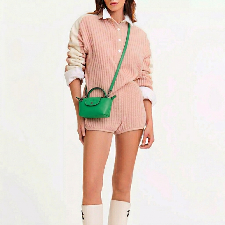 Mini Leather Longchamp Bag - Green