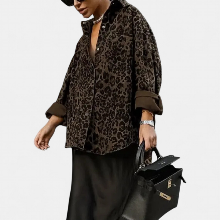 LEONORA™ – Vintage Leopard Print Blouse