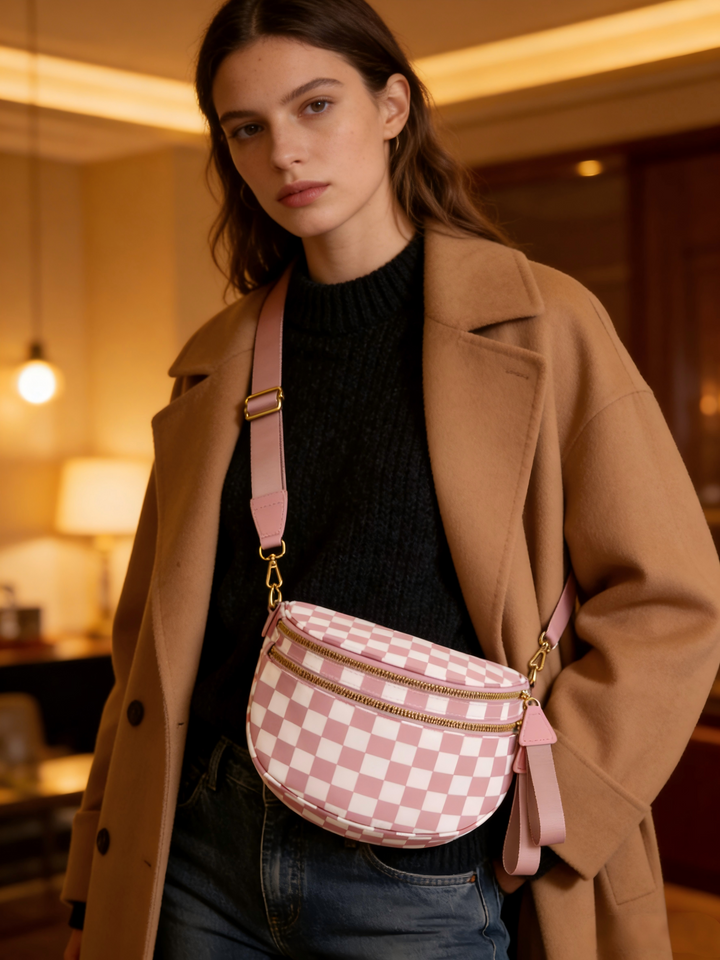 Olivia & Claire Checkered Crossbody Bum Bag