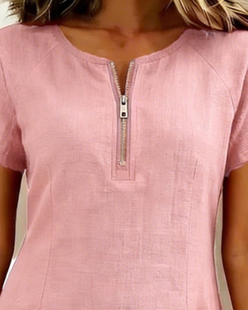Elsa | Cotton Dress with Zipper Pocket