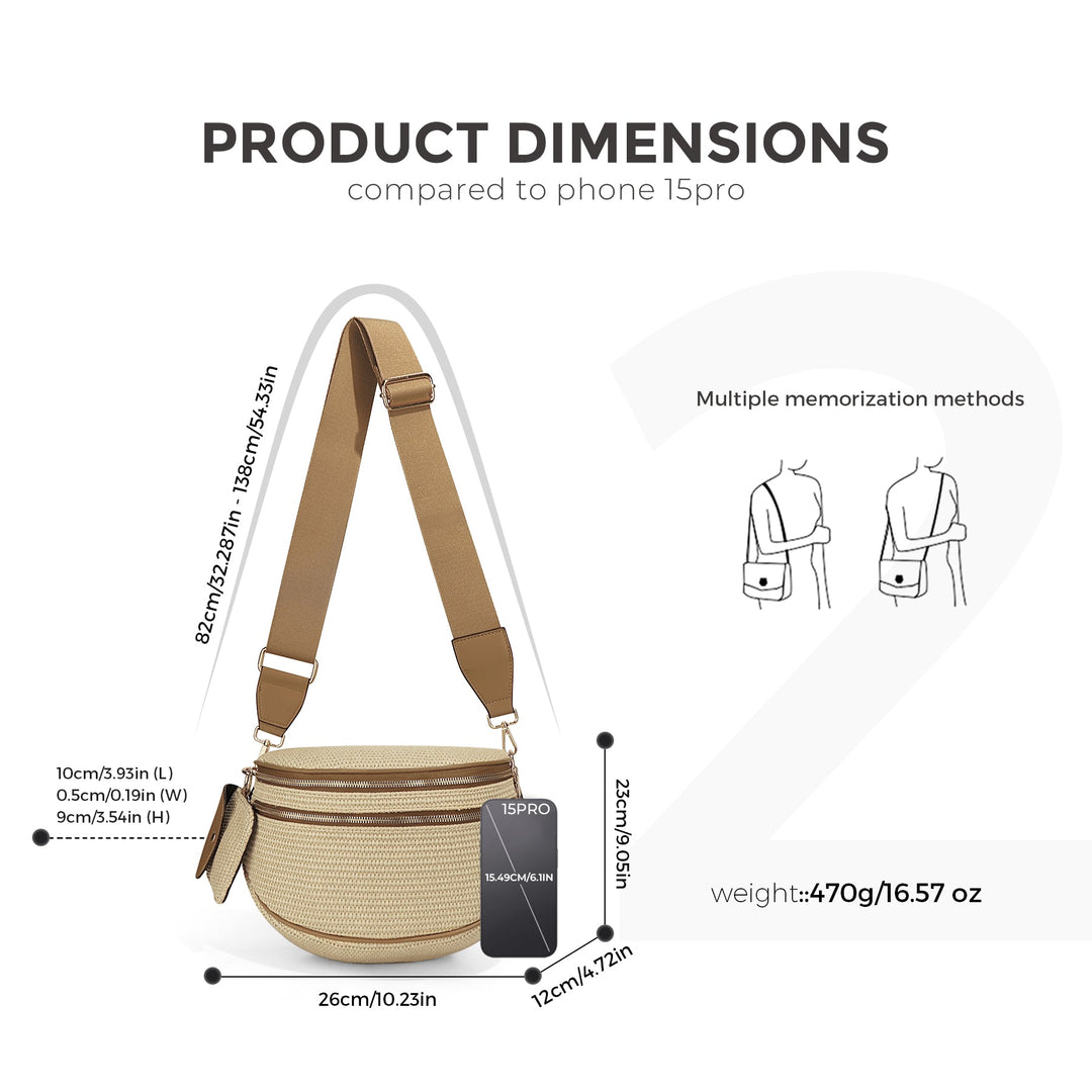 Olivia & Claire Woven Straw Crossbody Bum Bag