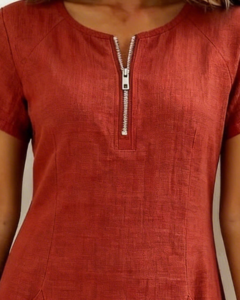 Elsa | Cotton Dress with Zipper Pocket