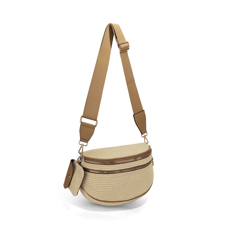 Olivia & Claire Woven Straw Crossbody Bum Bag