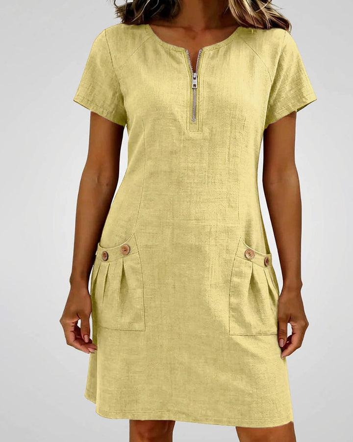 Elsa | Cotton Dress with Zipper Pocket