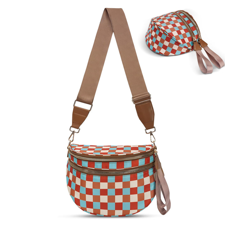 Olivia & Claire Checkered Crossbody Bum Bag