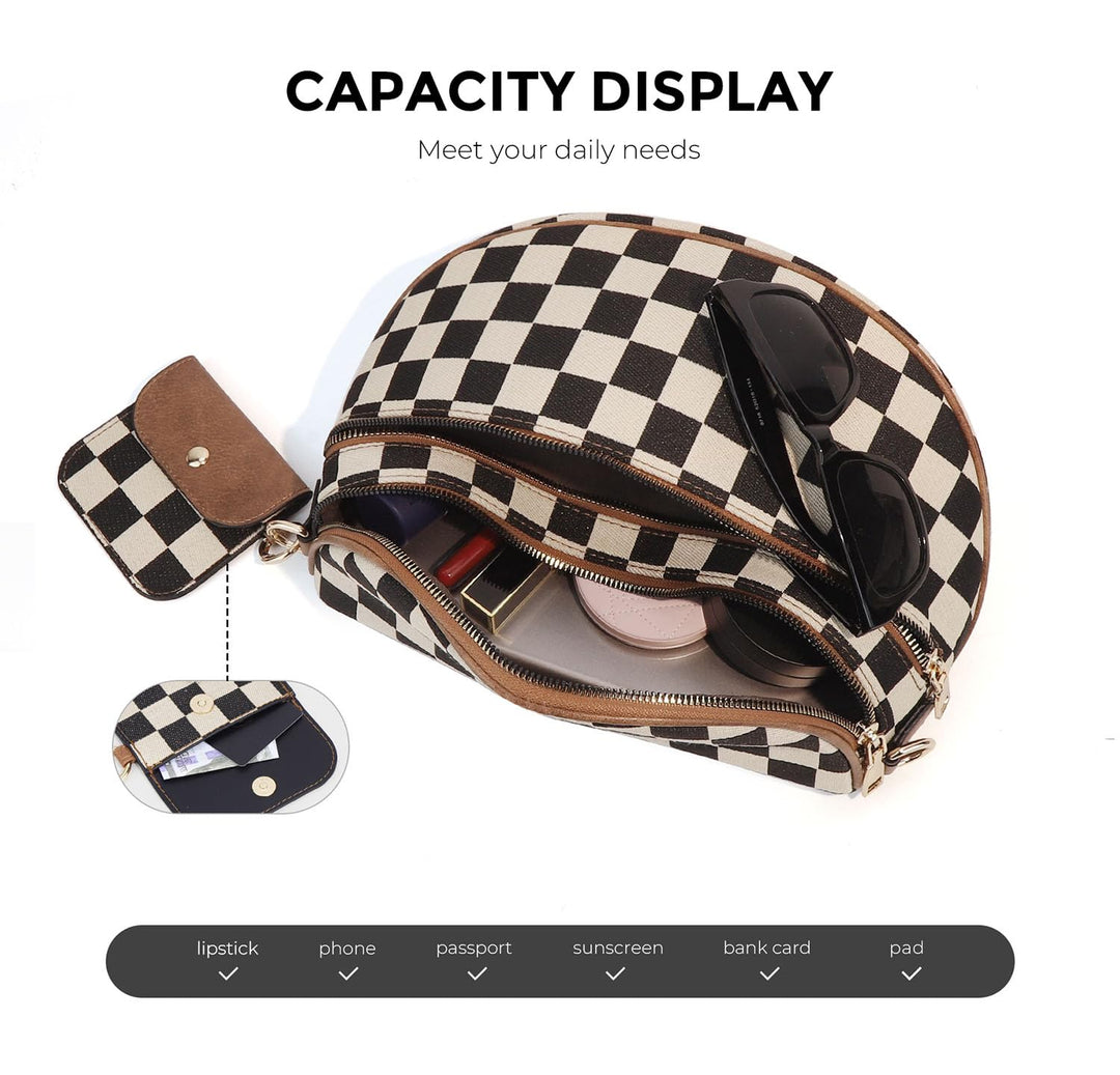 Olivia & Claire Checkered Crossbody Bum Bag