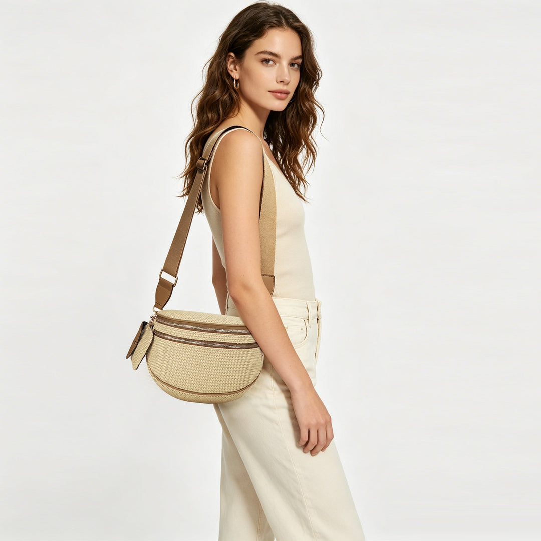 Olivia & Claire Woven Straw Crossbody Bum Bag