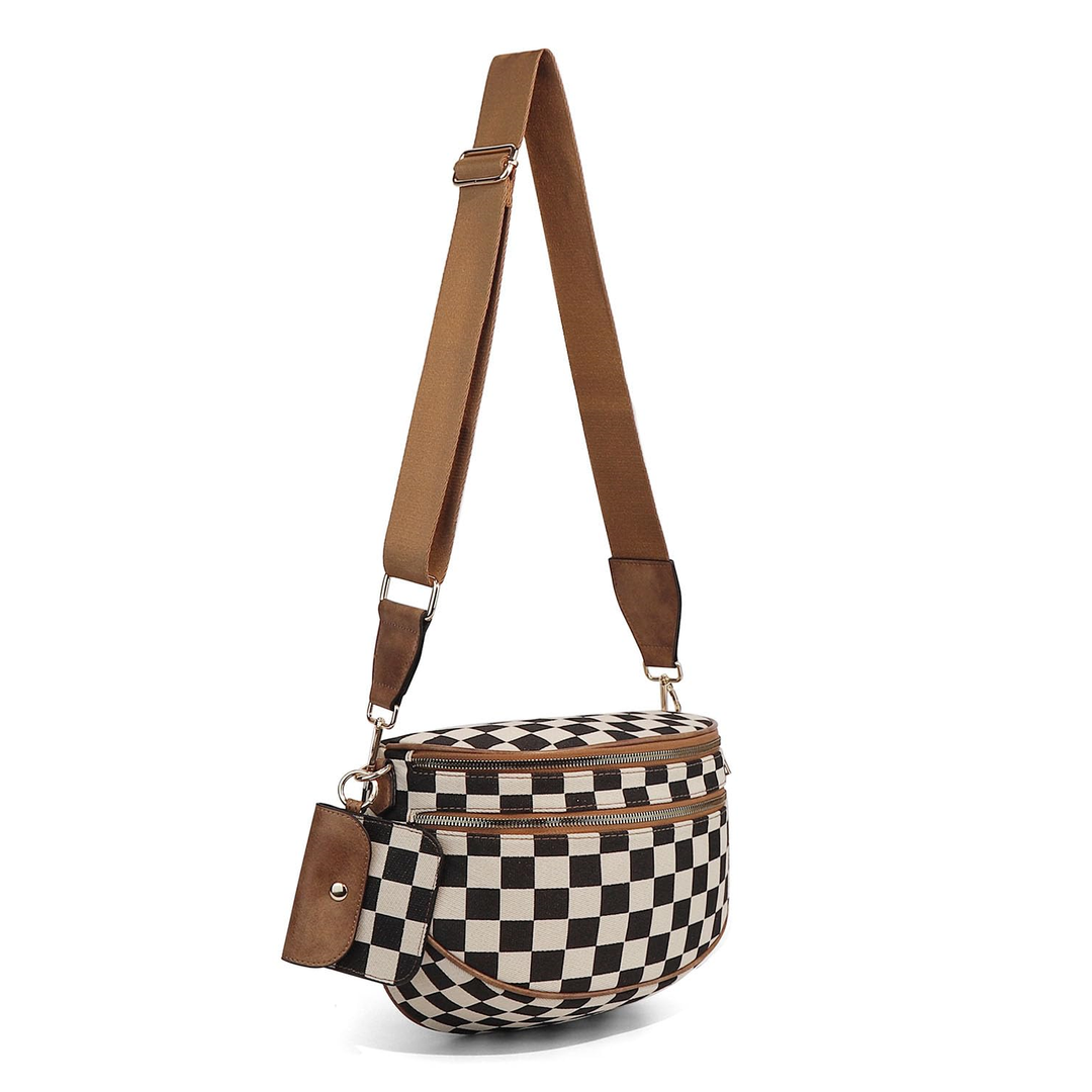 Olivia & Claire Checkered Crossbody Bum Bag