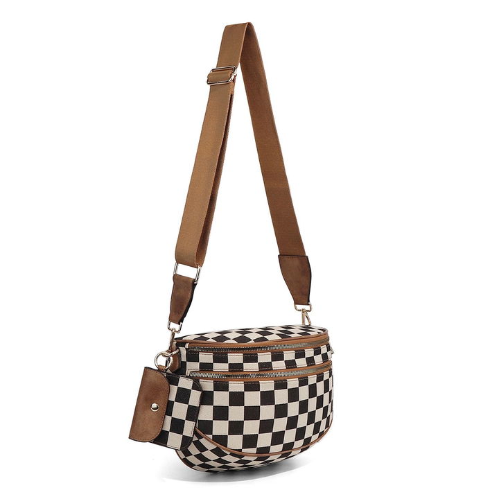 Olivia & Claire Checkered Crossbody Bum Bag