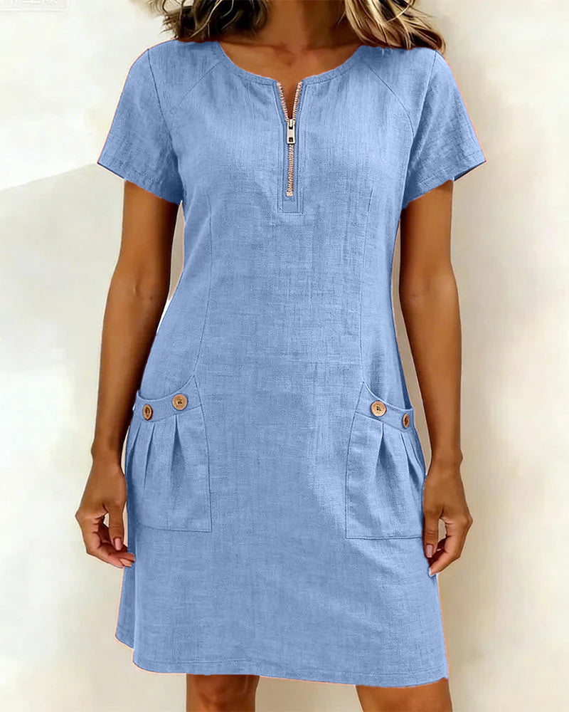 Elsa | Cotton Dress with Zipper Pocket