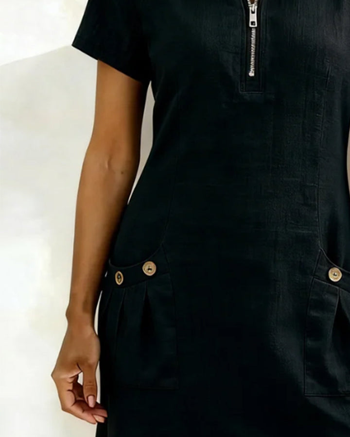 Elsa | Cotton Dress with Zipper Pocket