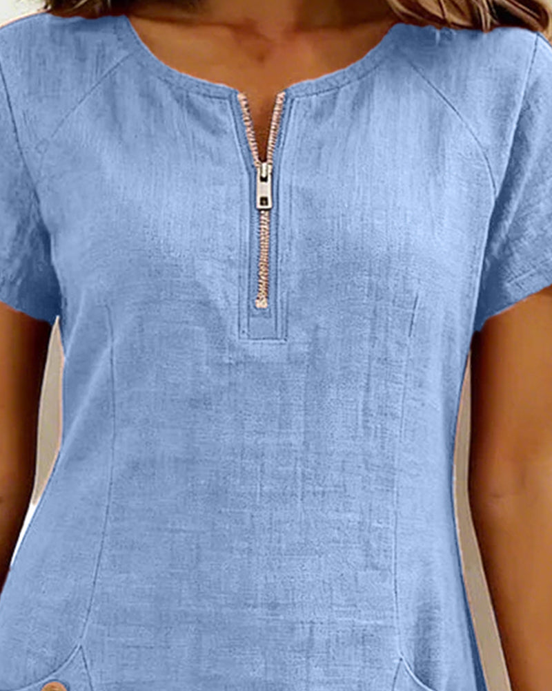 Elsa | Cotton Dress with Zipper Pocket