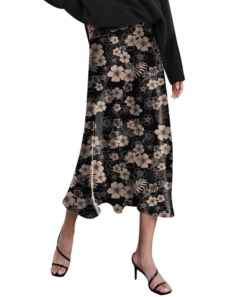 Satin Zipper Elegant Work Skirts - Zeagoo (US Only)