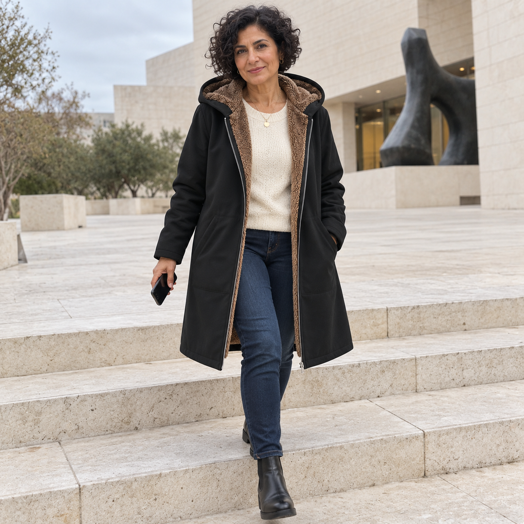 Evelyn™ | Cozy Sherpa-Lined Hooded Coat