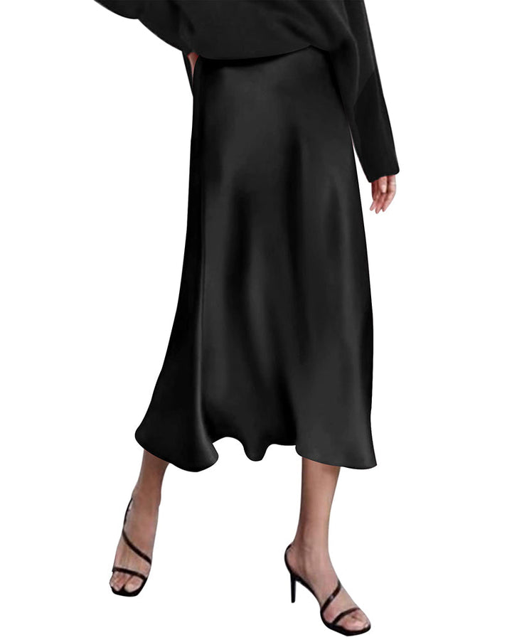 Satin Zipper Elegant Work Skirts - Zeagoo (US Only)