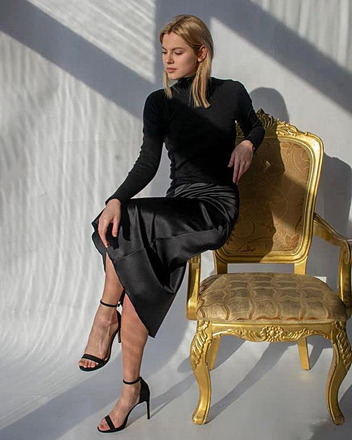 Satin Zipper Elegant Work Skirts - Zeagoo (US Only)