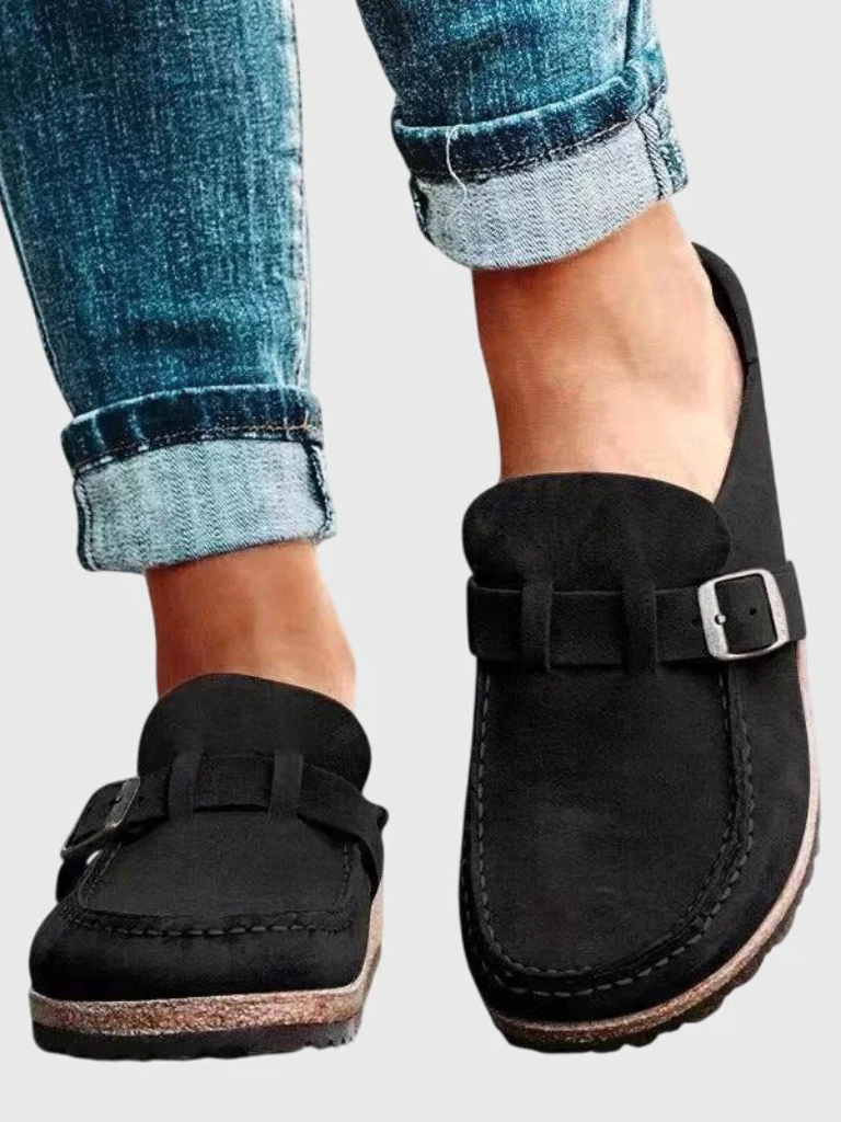 The Everyday Suede Buckle Mule
