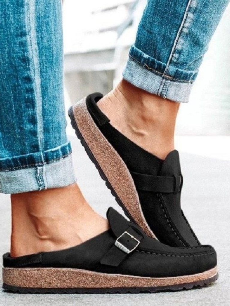 The Everyday Suede Buckle Mule
