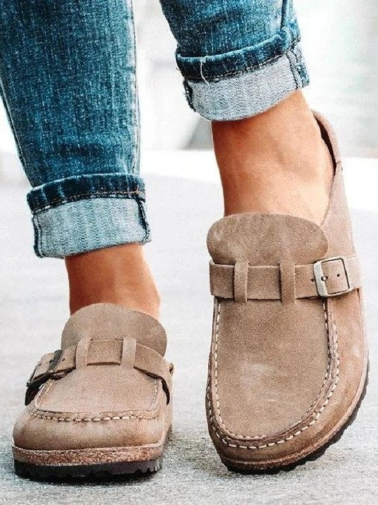 The Everyday Suede Buckle Mule