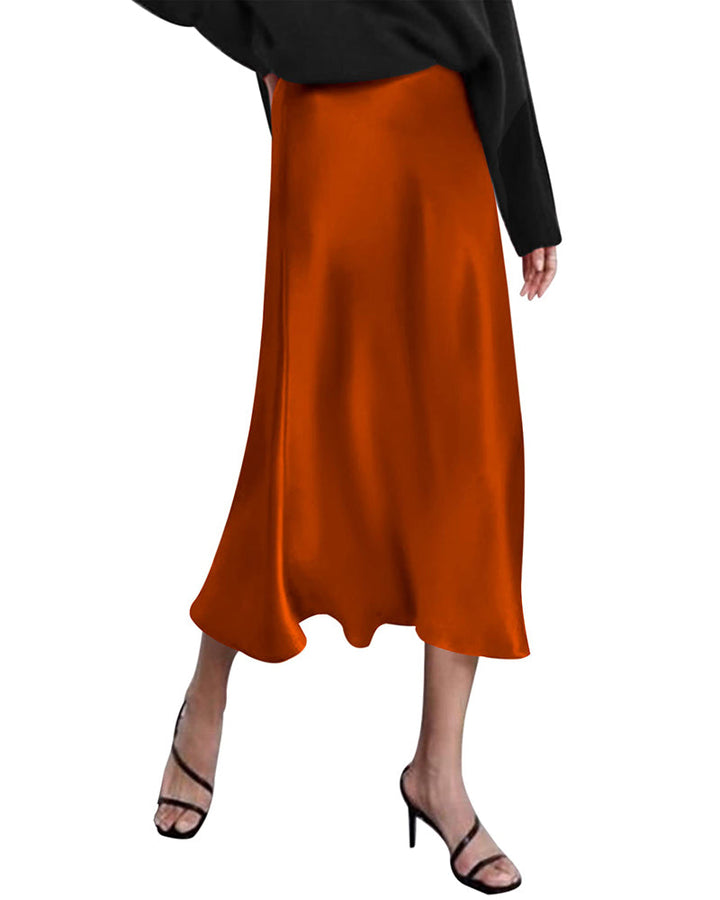 Satin Zipper Elegant Work Skirts - Zeagoo (US Only)