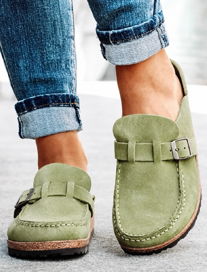 The Everyday Suede Buckle Mule