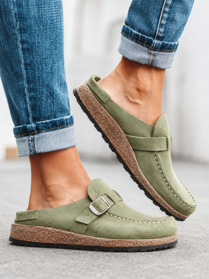 The Everyday Suede Buckle Mule