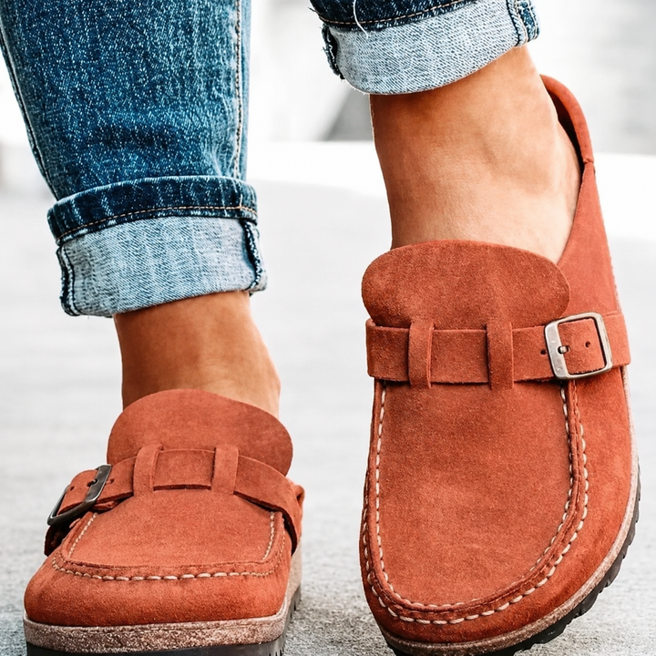 The Everyday Suede Buckle Mule