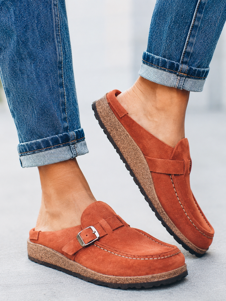 The Everyday Suede Buckle Mule