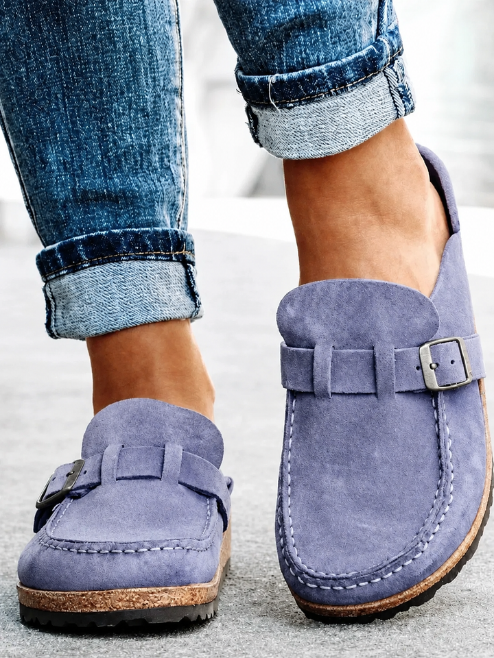 The Everyday Suede Buckle Mule