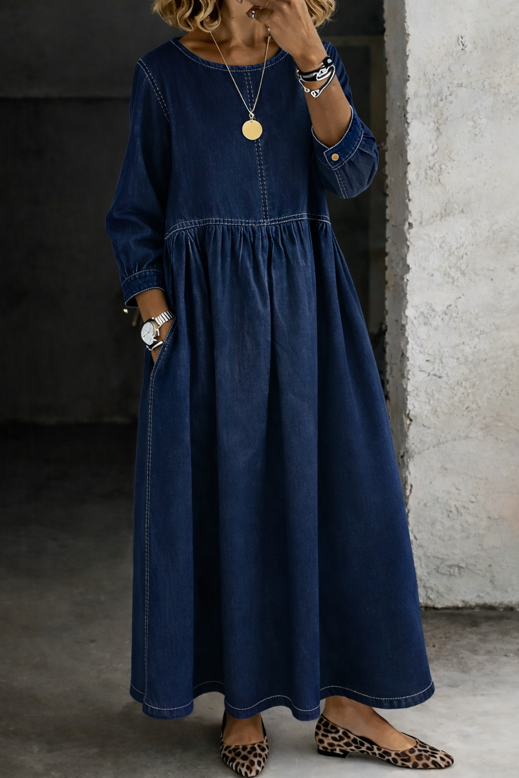 Zephyrelles - Vintage Denim Maxi Dress