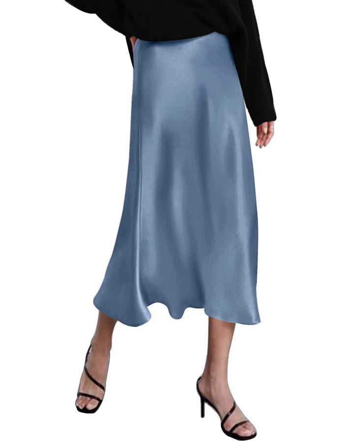 Satin Zipper Elegant Work Skirts - Zeagoo (US Only)