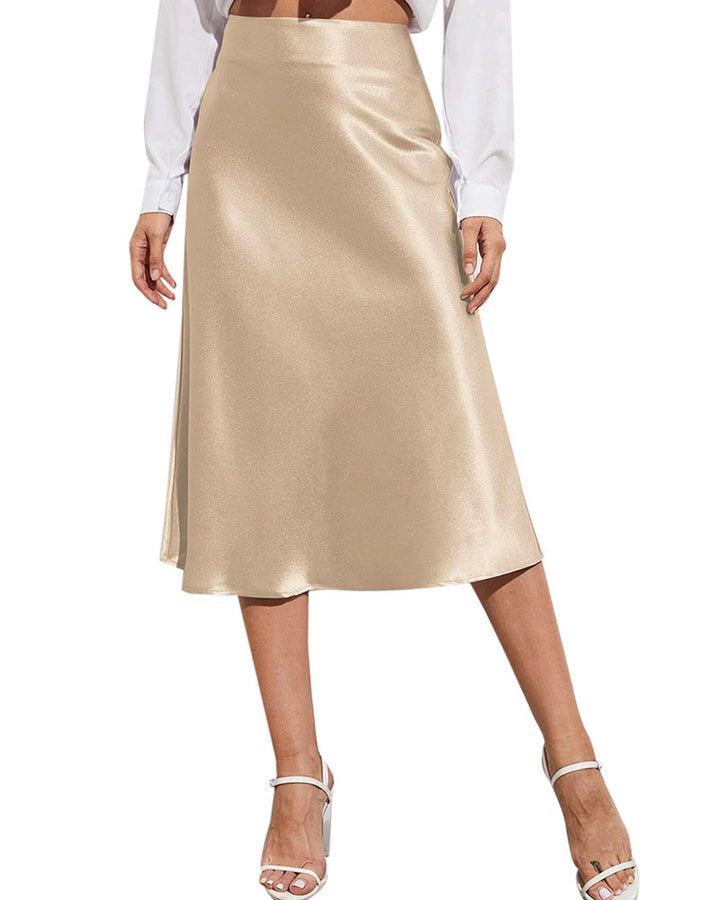 Satin Zipper Elegant Work Skirts - Zeagoo (US Only)