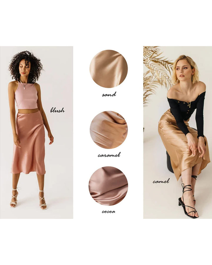 Satin Zipper Elegant Work Skirts - Zeagoo (US Only)