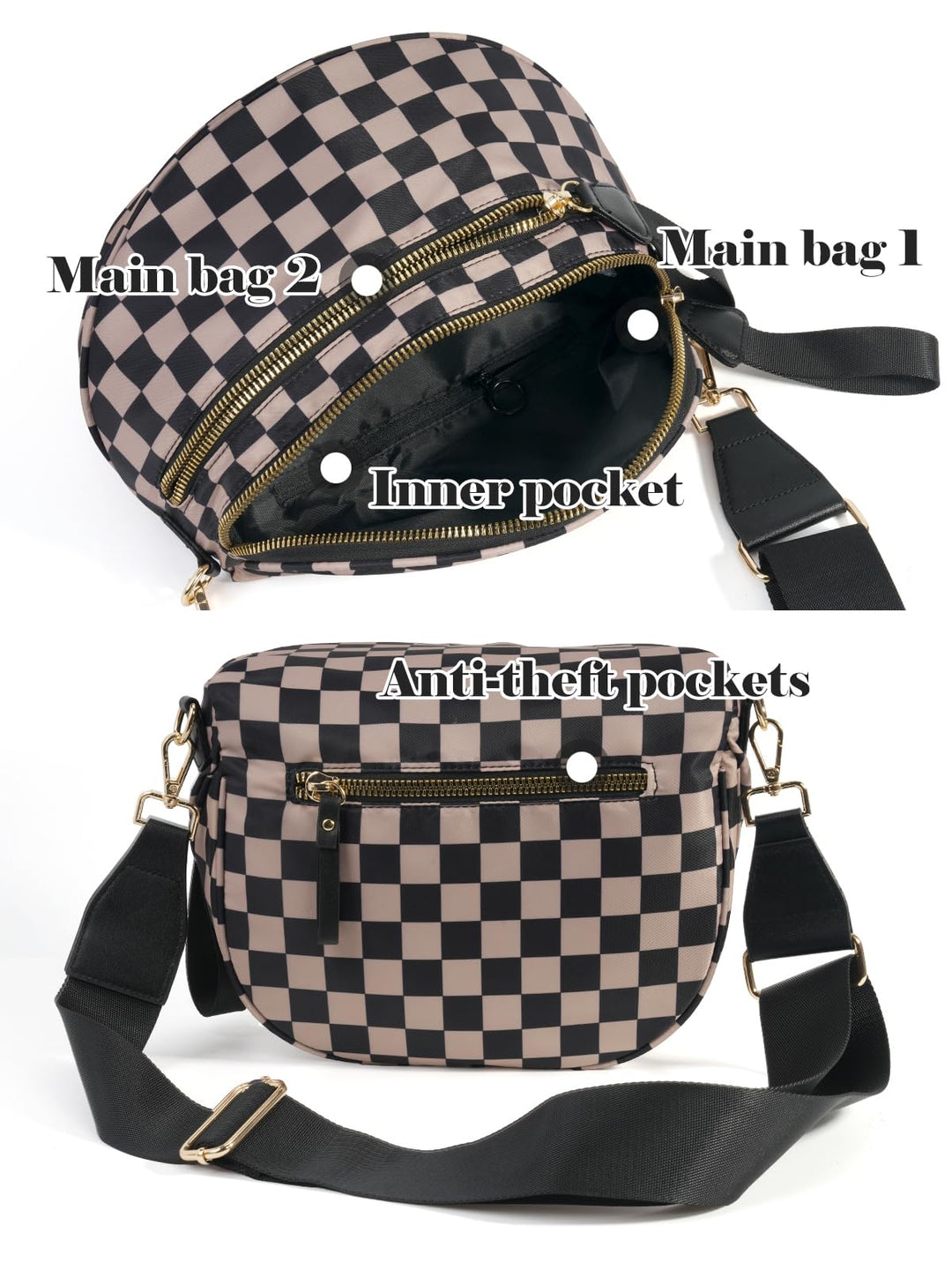 Olivia & Claire Checkered Crossbody Bum Bag