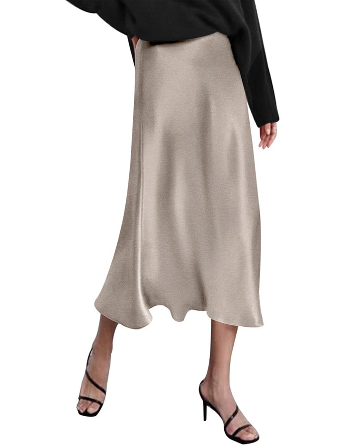 Satin Zipper Elegant Work Skirts - Zeagoo (US Only)
