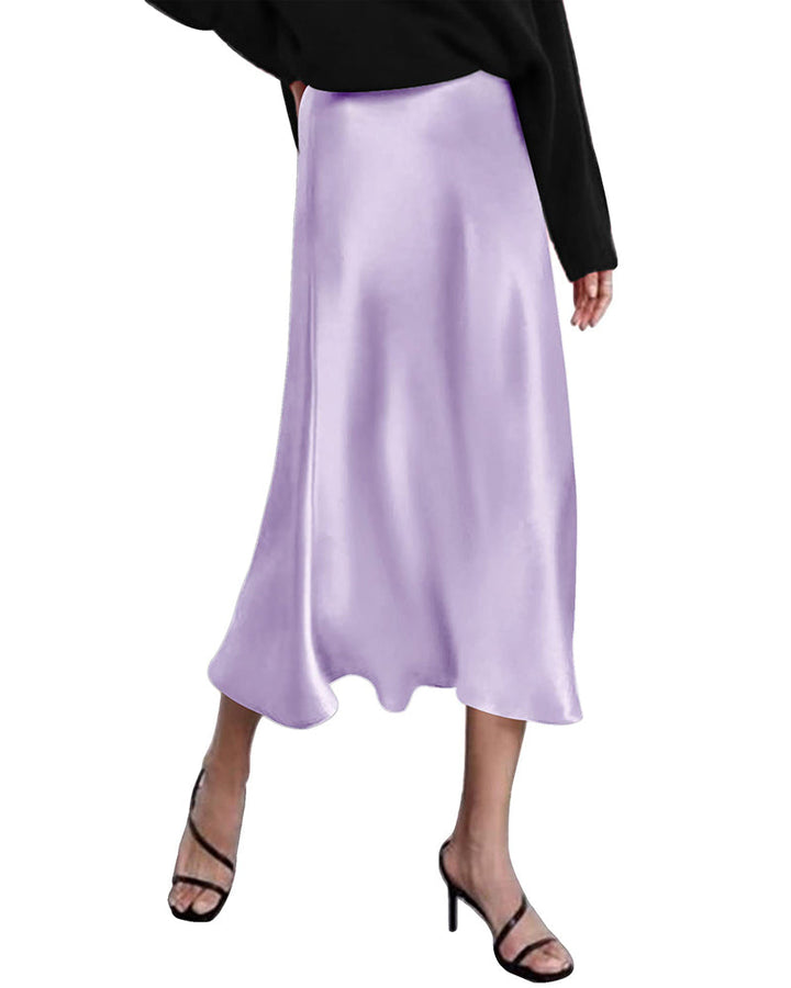 Satin Zipper Elegant Work Skirts - Zeagoo (US Only)