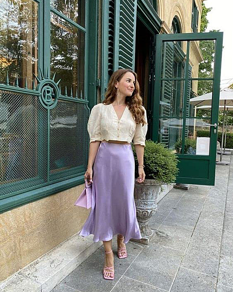 Satin Zipper Elegant Work Skirts - Zeagoo (US Only)