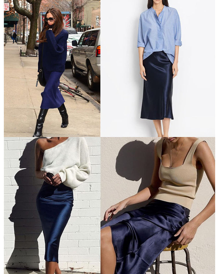 Satin Zipper Elegant Work Skirts - Zeagoo (US Only)