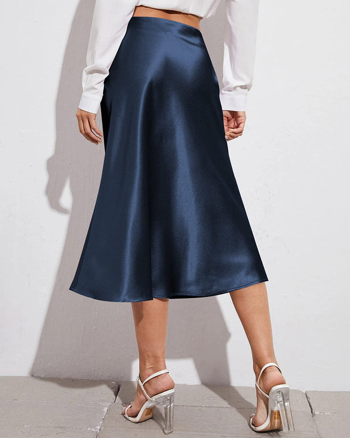 Satin Zipper Elegant Work Skirts - Zeagoo (US Only)