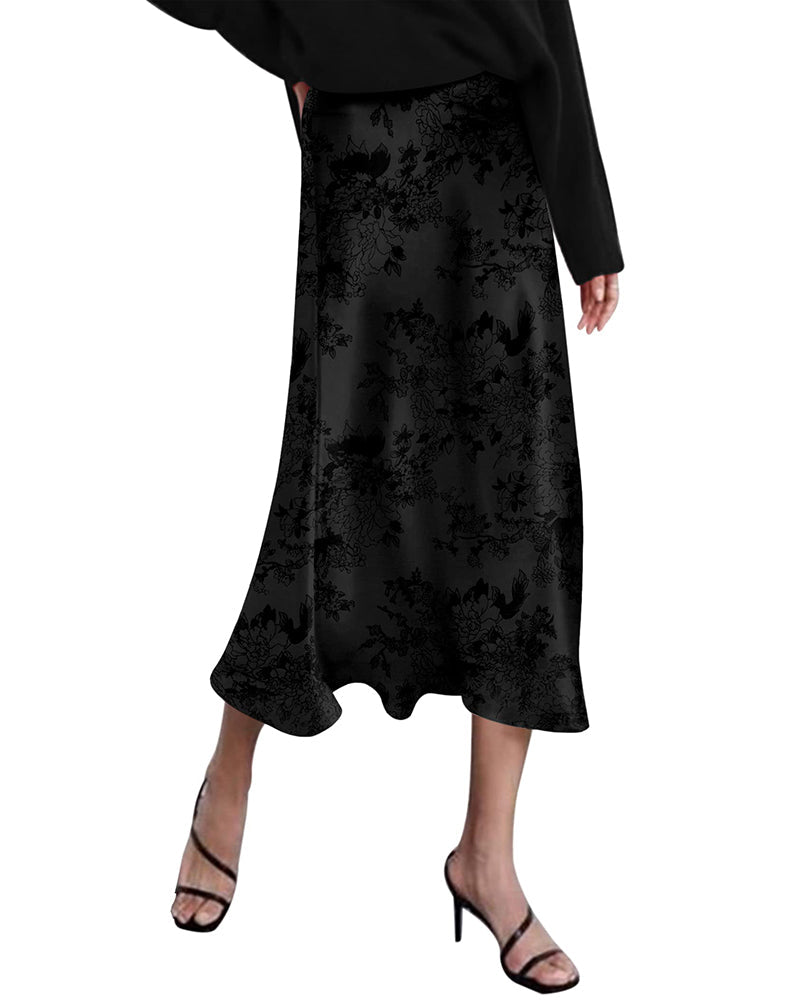 Satin Zipper Elegant Work Skirts - Zeagoo (US Only)