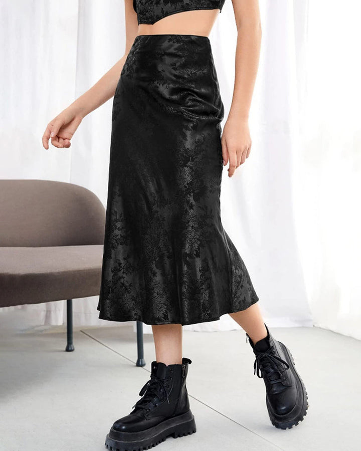 Satin Zipper Elegant Work Skirts - Zeagoo (US Only)